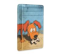 Yoogain Dog Digging for Bones - Cartera delgada de cuero para mujer con clip para dinero, clip de tarjeta de bloqueo RFID para hombres y mujeres