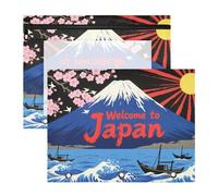 Yoogain Estuche adorable con 3 agujeros para carpetas de 3 anillas, paquete de 2 suministros para el aula para estudiantes, bienvenidos a la cultura del paisaje de Japón