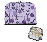 Yoogain Estuche organizador de lápices de gran capacidad con cremallera, bolsa multiusos para adolescentes, suministros de escuela secundaria, diseño floral de caramelos, color violeta y lila