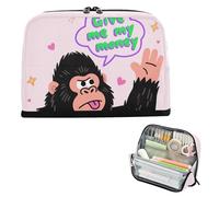Yoogain Estuche para lápices de gran capacidad, bolsas de maquillaje con ranuras, bolsa multiusos para la escuela preparatoria, imprescindibles, Give Me My Money Gorilla