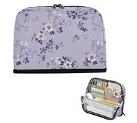 Yoogain Estuche para lápices de gran capacidad con ranuras para guardar artículos de papelería, para adolescentes, niños, suministros escolares, estilo antiguo, lento, violeta, vainilla, floral