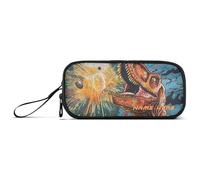 Yoogain Estuche personalizable de nailon con cremallera de Planetas Hit Dinosaurs, estuche de gran capacidad para artículos de papelería de escuela secundaria para adolescentes de secundaria
