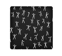 Yoogain Figuras de palo de línea blanca simple personalizable, soportes de maquillaje negro, lente de cámara, paño portátil, organizador de artículos de tocador de viaje, 21.7 x 21.7 pulgadas,