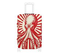 Yoogain Funda elástica para equipaje, diseño de monstruos marinos, color rojo, para maletas de 45,7 a 81,3 cm, Octopodes Sea Monsters Red, S 18-20 in