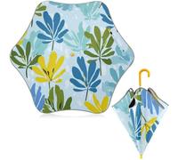 Yoogain Gloriosa Superba - Paraguas de viaje color cian azul bebé con tira reflectante y mango de gancho de fácil agarre para niñas y niños