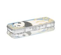 Yoogain Golden Crops Panda - Caja de lápices de plástico transparente de doble cubierta para suministros de papelería con tapa hermética