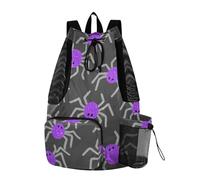 Yoogain Happy Halloween Spider - Bolsa de gimnasio con cordón para escalar, bolsillo para botella de agua, saco trasero, separación húmeda y seca