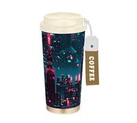 Yoogain Jingle Bells - Vasos de café de Navidad con tapas, taza de café de viaje de acero inoxidable, taza térmica para bebidas frías y calientes, 481.9 g, a prueba de fugas