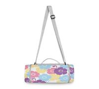 Yoogain - Manta redonda para exteriores - Se adapta a 2 adultos, accesorios de verano, alfombra portátil para campamento de primavera y verano, 58 pulgadas (silueta púrpura flor azul)