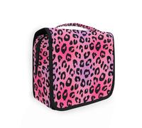 Yoogain Neón Sundown Leopard Pink Black Bolsa de viaje con gancho para colgar, kit de afeitado ligero vertical independiente