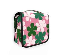 Yoogain Northern IrelClover Leaf - Organizador de maquillaje con gancho para colgar, grande, vertical, independiente, color rosa y verde