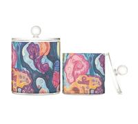 Yoogain Organizador de maquillaje de plástico transparente con tapa para hisopos de algodón, almohadillas de algodón, púas de hilo dental, clips de papel, 2 unidades