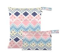 Yoogain Paquete de 2 bolsas de pañales húmedas reutilizables, esenciales de viaje para bebés con asas para guardería (rayas azules y blancas bohemias)