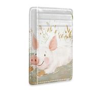 Yoogain Piglet Rolling in The Mud Puddle - Carteras delgadas de cuero para mujer con ranura para dinero en efectivo, bloqueo RFID, soportes para tarjetas de crédito para hombres y mujeres