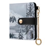 Yoogain Snow Mountain White Scenery - Cartera plegable minimalista de piel sintética para mujer