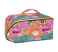 Yoogain Sun Colorful Art Words Doodlravel - Bolsa con divisores con cremallera, bolsas de cosméticos con cremallera con compartimentos y asa