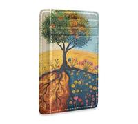 Yoogain The Magical Tree - Carteras de cuero para mujer con ventana de identificación, bloqueo RFID, tarjetero delgado para hombres y mujeres