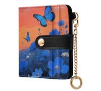 Yoogain The Sunset over The Blue Sea Of Flowers - Cartera delgada plegable de piel sintética minimalista para hombres y mujeres de viaje