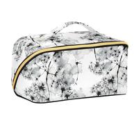 Yoogain Tradictional - Bolsa de cosméticos de pintura china con dientes de león y cenizas con divisores, bolsa de cosméticos esenciales para bolso con compartimentos y asa