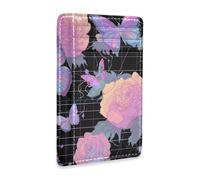 Yoogain Vapor Style Roses Butterfly Dreamy - Cartera delgada de cuero con ventana de identificación RFID para hombres y mujeres