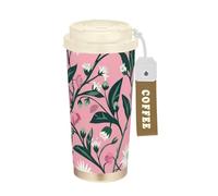 Yoogain William Morris Style Brunch Peach - Vaso de café para hombre con tapa, taza de café térmica de acero inoxidable para bebidas frías y calientes, 17 onzas, a prueba de fugas