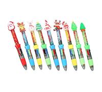 Yooghuge 10 bolígrafos de Navidad, 4 colores en 1, retráctiles, multicolor, para escribir, anotar, codificar colores, bolígrafos únicos