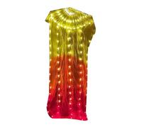 Yooghuge Abanico de danza LED hecho a mano con diseño de mano derecha, ventilador de seda largo iluminado para bailarines e intérpretes o ejecutantes, accesorios de baile al aire libre