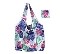 Yooghuge Bolsa de compras plegable, elegante y práctica, ligera, para almacenamiento de comestibles, grande, plegable, para mujeres y hombres, reutilizable, Hoja de plátano, One Size