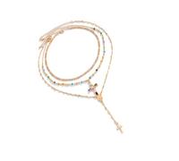 Yooghuge Collar con colgante cruzado de cristal ajustable, cadena de clavícula, joyería ligera para mujer, accesorios de moda, collar minimalista con colgante cruzado, talla única, como se describe