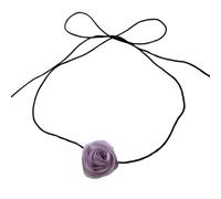 Yooghuge Elegante collar de flor de rosa con diseño de flores de imitación para mujeres y niñas, cadena de clavícula llamativa, accesorio de gargantilla para novia, boda, fiesta, talla única, como se