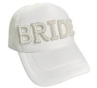 Yooghuge Gorra de béisbol para novia, diseño de letra de perla, con texto en inglés "Mr Mrs", para parejas, para novia, ducha, ala larga, regalo de luna de miel, sombrero de boda, D, Talla única