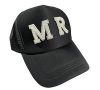 Yooghuge Gorra de béisbol para novia, diseño de letra de perla, con texto en inglés "Mr Mrs", para parejas, para novia, ducha, ala larga, regalo de luna de miel, sombrero de boda, B, Talla única