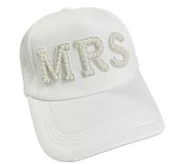 Yooghuge Gorra de béisbol para novia, diseño de letra de perla, con texto en inglés "Mr Mrs", para parejas, para novia, ducha, ala larga, regalo de luna de miel, sombrero de boda, a, Talla única