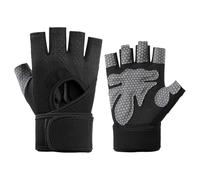 Yooghuge Guantes antideslizantes de medio dedo para entrenamiento con muñequera para ciclismo, levantamiento de pesas, culturismo, fitness, ciclismo