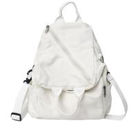 Yooghuge Mochila cruzada de gran capacidad para mujer, mochila de lona, mochila escolar de moda, color sólido, hombro para mujer, mochila de gran capacidad, bandolera de lona, blanco