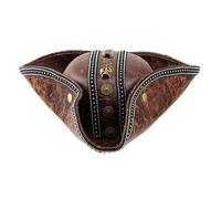 Yooghuge Sombrero pirata de piel sintética para hombres y mujeres, accesorios de disfraz de Halloween para entusiastas del cosplay, accesorio de disfraz de Halloween