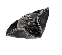 Yooghuge Sombrero pirata de piel sintética para hombres y mujeres, accesorios de disfraz de Halloween para entusiastas del cosplay, accesorio de disfraz de Halloween