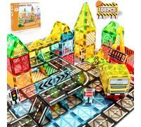 YOOHBERRYS Construcciones Magneticas Niños, 100 Piezas Bloques Magneticos Construccion con grúa y Edificio, Magnetic Tiles Carretera Magnetica Niños Juguetes 3-8 Años