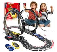 YOOHBERRYS Pista de Coches para Niños, 1:64 Pista de Carreras Electrica con 2 Coches, USB, Control Remoto, Contador Vueltas, Bucle 360°, Pista Autos Niños A Partir de 3 Años Juguete Regalos (308CM)