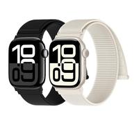 Yoohoo 2PCS Nylon Correa Loop Deportiva Compatible Con Correa Apple Watch 44mm 40mm 38mm 41mm 42mm 45mm 46mm 49mm Mujer Hombre, Sport Correas para iWatch Series 11 10 9 8 7 6 5 4 3 2 1 SE Ultra 3 2 1
