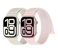 Yoohoo 2PCS Nylon Correa Loop Deportiva Compatible Con Correa Apple Watch 44mm 40mm 38mm 41mm 42mm 45mm 46mm 49mm Mujer Hombre, Sport Correas para iWatch Series 11 10 9 8 7 6 5 4 3 2 1 SE Ultra 3 2 1