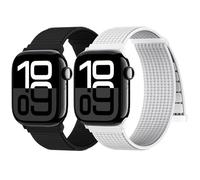 Yoohoo 2PCS Nylon Correa Loop Deportiva Compatible Con Correa Apple Watch 44mm 40mm 38mm 41mm 42mm 45mm 46mm 49mm Mujer Hombre, Sport Correas para iWatch Series 11 10 9 8 7 6 5 4 3 2 1 SE Ultra 3 2 1