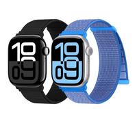Yoohoo 2PCS Nylon Correa Loop Deportiva Compatible Con Correa Apple Watch 44mm 40mm 38mm 41mm 42mm 45mm 46mm 49mm Mujer Hombre, Sport Correas para iWatch Series 11 10 9 8 7 6 5 4 3 2 1 SE Ultra 3 2 1