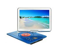 YOOHOO Lecteurs DVD Portables 16,9" Avec Grand écran LCD pivotant de 14,1" Lecteurs DVD de Voyage pour Enfants Adaptateur de Voiture Rechargeable Prise en Charge de la Carte, télécommande, Bleu