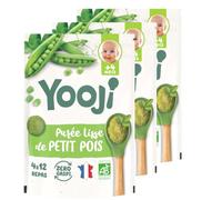 Yooji - Puré suave de guisantes orgánicos - 12 comidas para bebés a partir de 4 meses - Lote de 3 x 480 g
