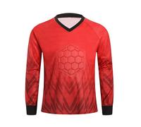 YOOJIA Camiseta De Seguridad para Entrenamientos Deportivos para Niños Maillot De Portero Acolchado Top De Secado Rápido Camiseta Deportiva Manga Larga Rojo 13-14 años