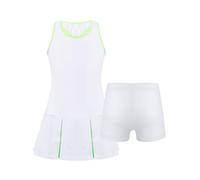 YOOJIA Conjunto de Chándal de 2 Piezas para Niñas Ropa Deportiva Vestido sin Mangas con Pantalones Cortos para Tenis de Verano de Moda Blanco 13-14 años