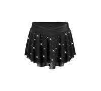 YOOJIA Faldas Deportivas con Cintura Elástica Y Escote En V para Niñas Falda De Malla con Pedrería Brillante Y Pantalones Cortos Incorporados Negro 11-12 años