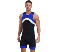 YOOJIA Hombres Bañador de Una Pieza con Pantalones Cortos Mono de Natación para Playa Piscina Moda Traje de Baño Mono Deportivo Azul E L