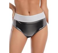YOOJIA Pantalones Cortos Brillantes para Mujer Bragas De Látex Calzoncillos para Playa Fiesta Piscina Club Gris XL